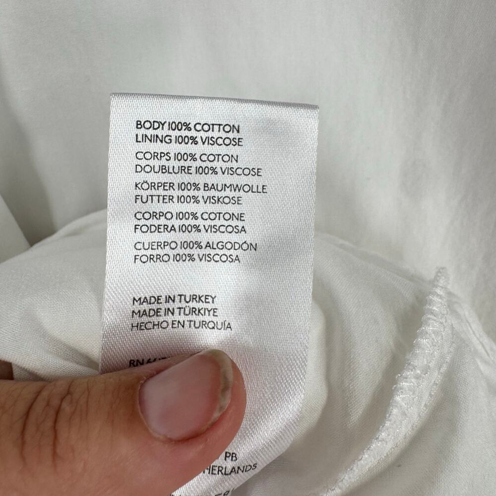 Anthropologie Mini Dress Womens SM White Tiered‎ Flowy Ruffle V Neck Summer Sun - Picture 7 of 11